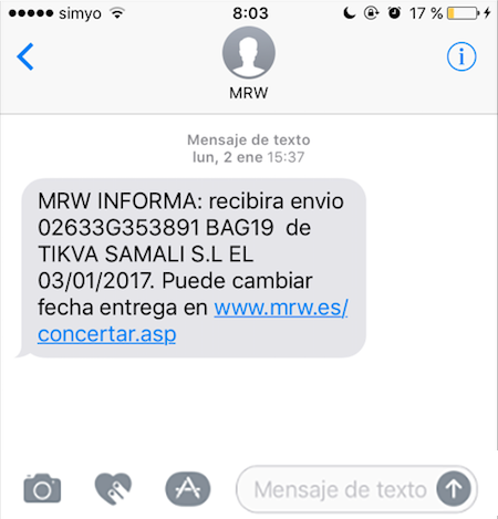 SMS Avisos MRW